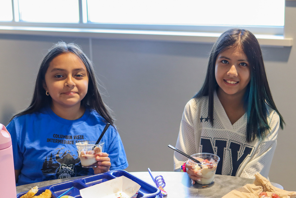 Students at CVI with their yogurt parfait
