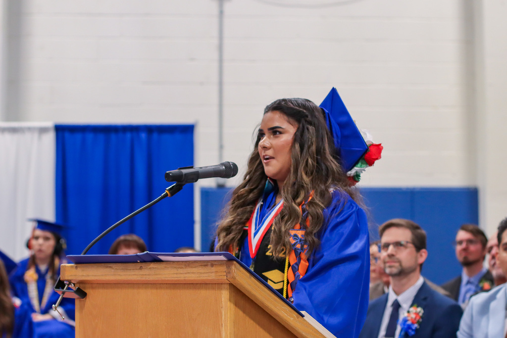 Salutatorian giving her speech