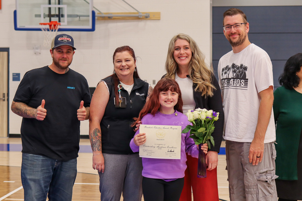 Photo of student with family