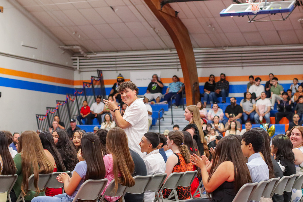 Students being recognized for receiving awards