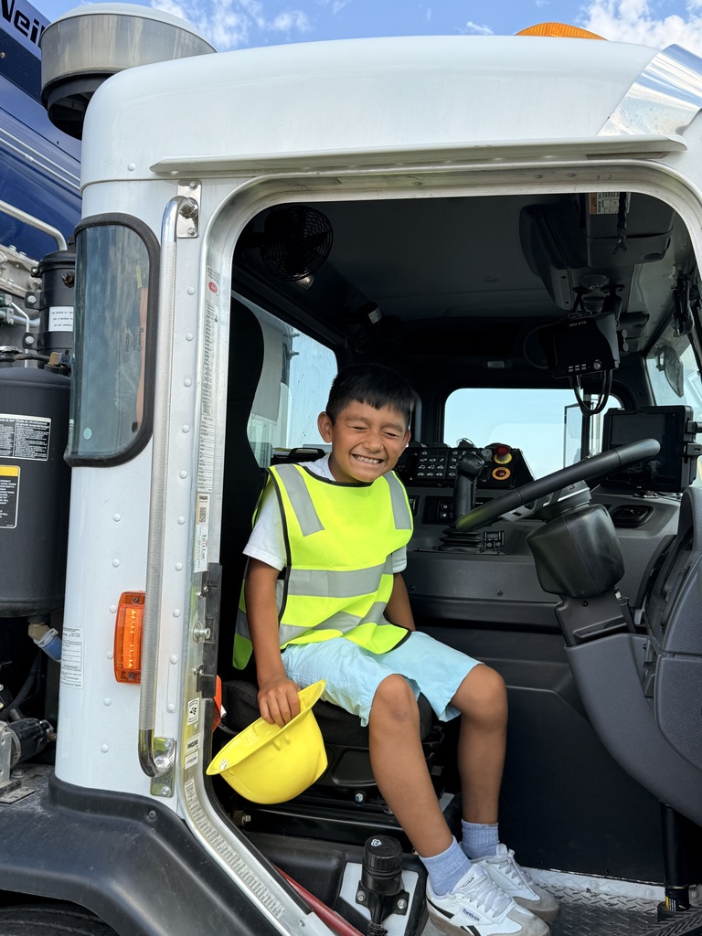 student in Sanitary Disposal truck 