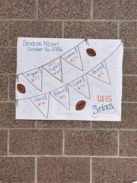 Photo of poster recognizing football seniors