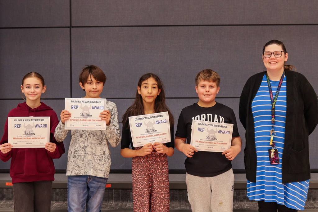 Photo of Mrs. Jepsen and her 6th grade award winners