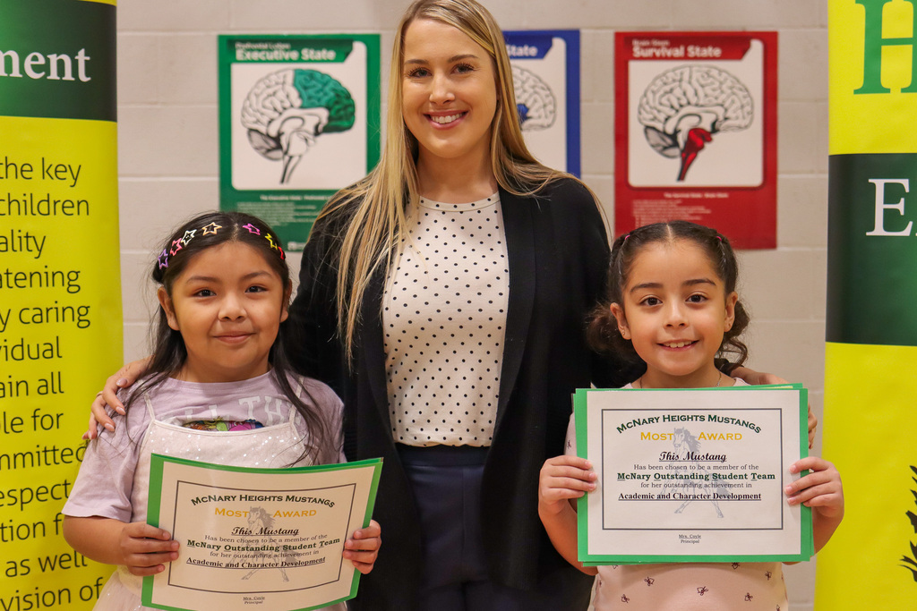 Photo of Ms. Liebe with her MOST Award winners