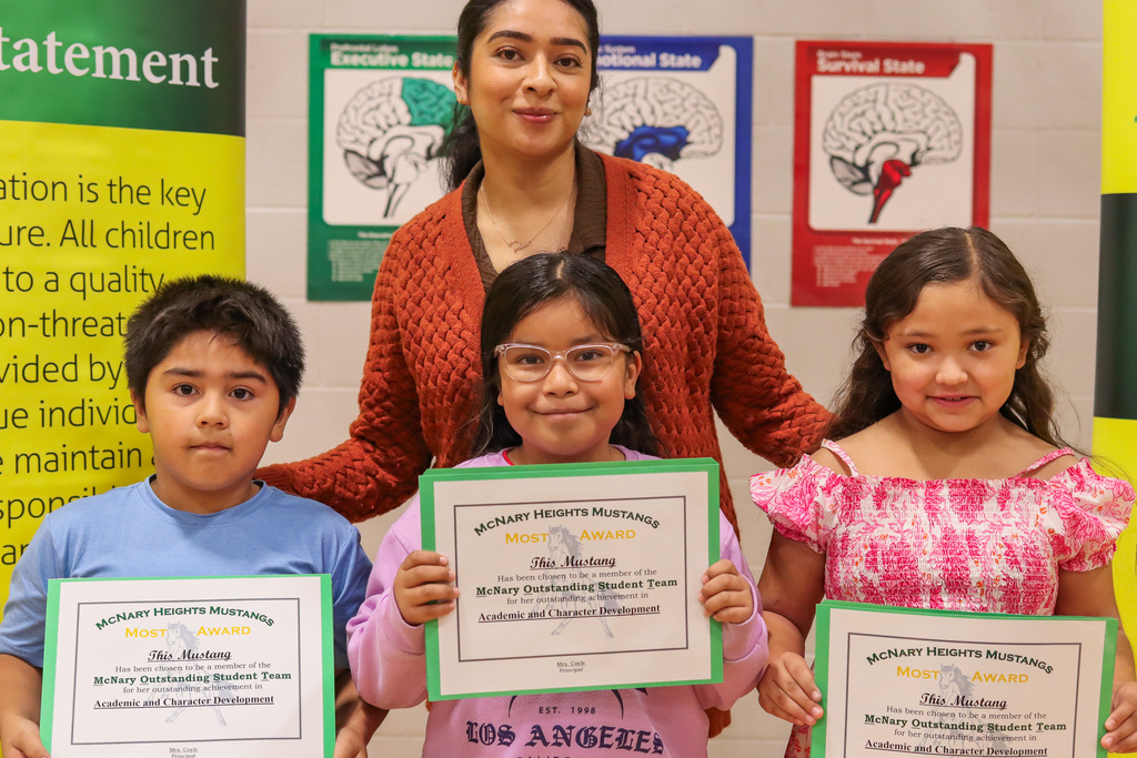 Photo of Ms. Navarrete with her MOST Award winners