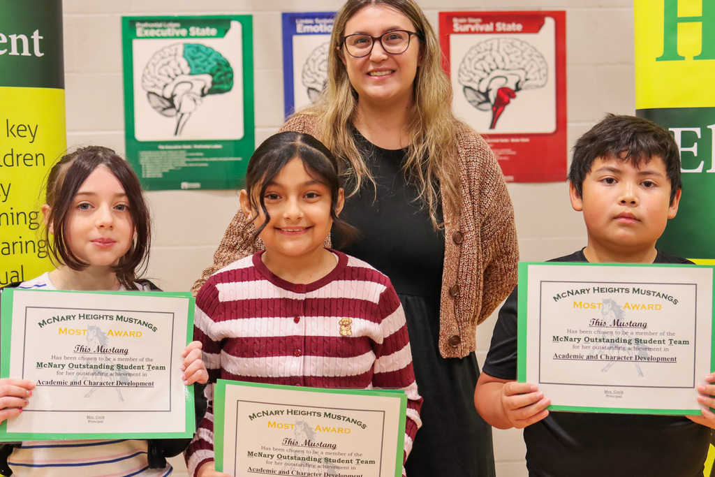 Photo of Mrs. Finck with her MOST Award winners