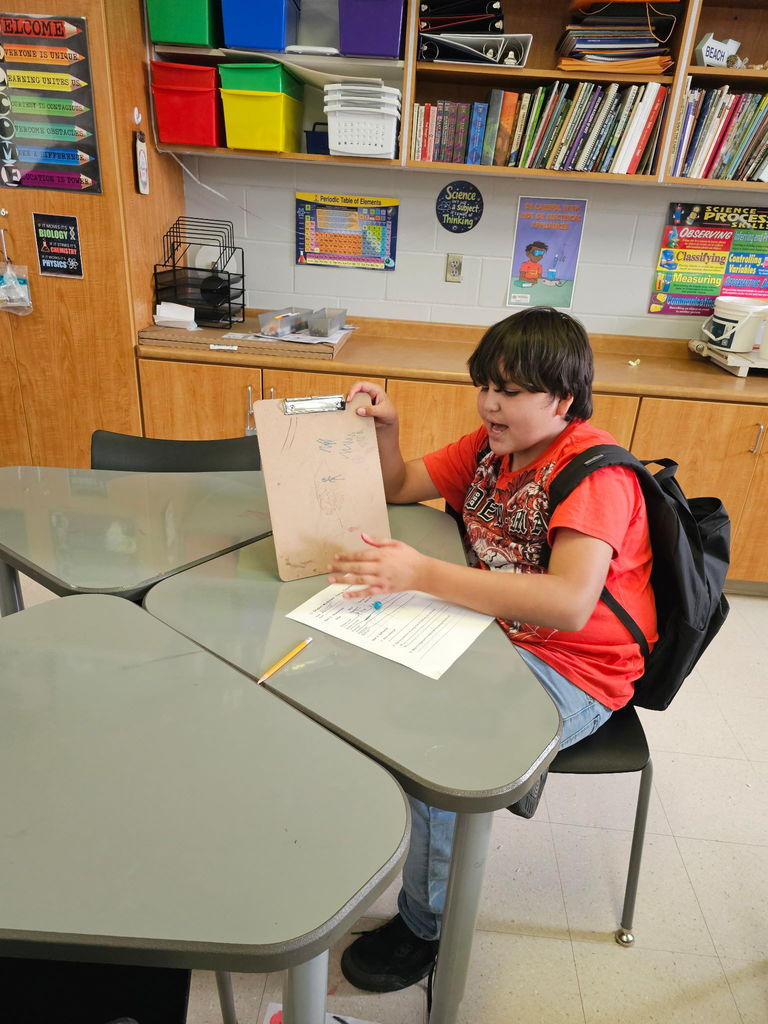 6th-grade students in Ms. Nichols's science class were learning about potential and kinetic synergy.