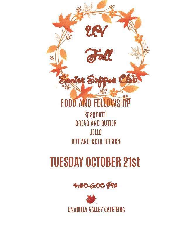 Flyer for senior supper club