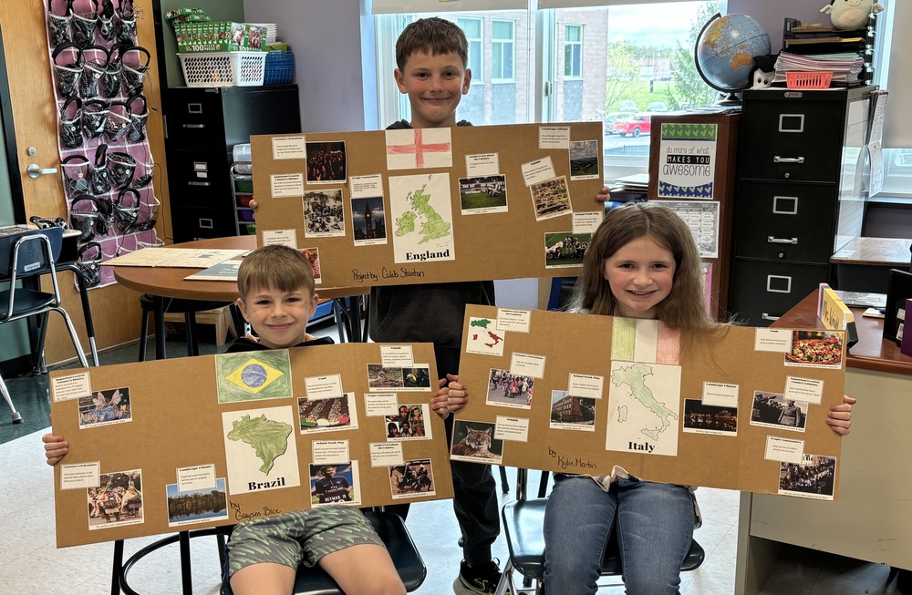 Three kids with projects