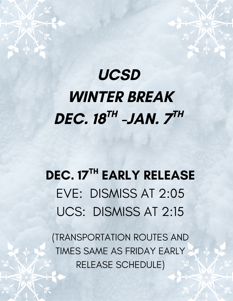 USCD winter break Dec. 18-Jan. 7th
