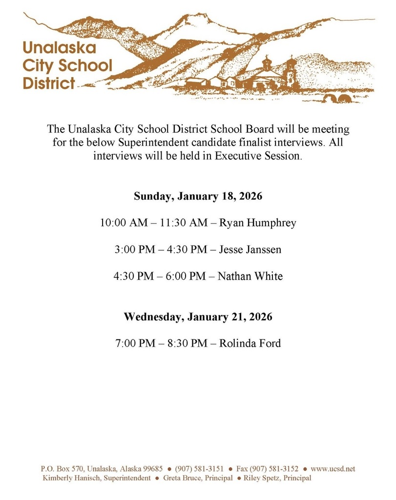 Superintendent candidate interview schedule.
