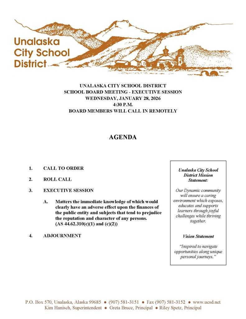 2026_01_28 School Board Meeting Agenda - Executive Session