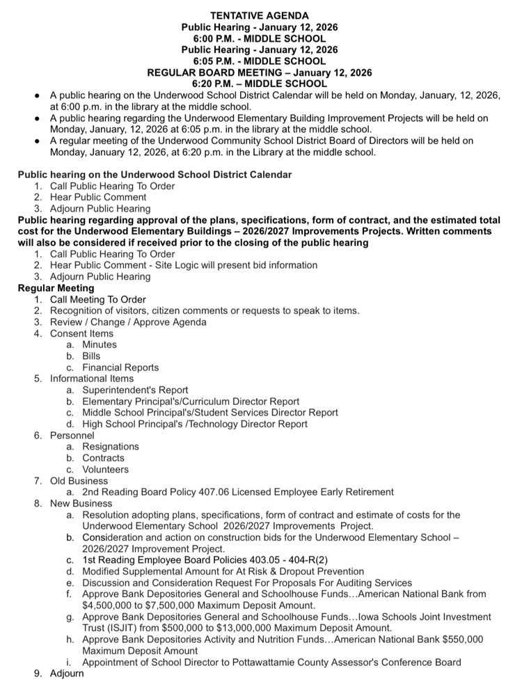 board meeting agenda