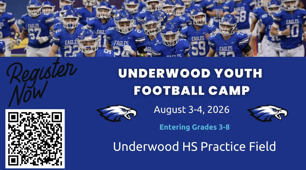 Picture of Underwood Football Team running on the field at the UNI Dome. 