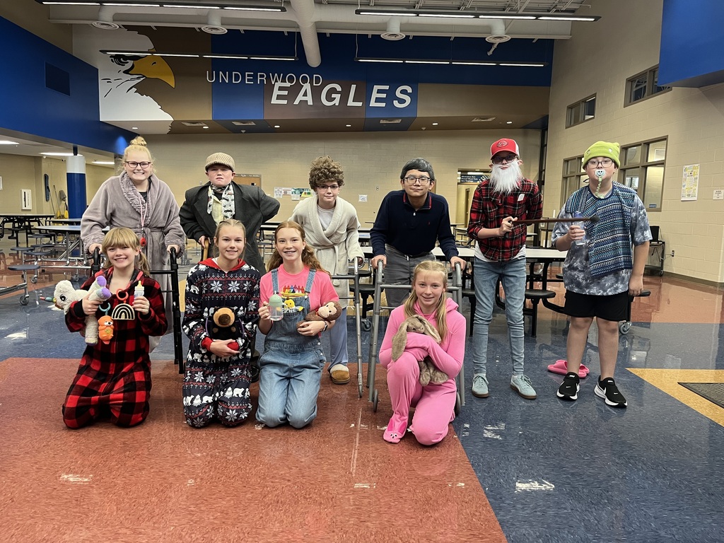 Group of kids dressed as old people.
