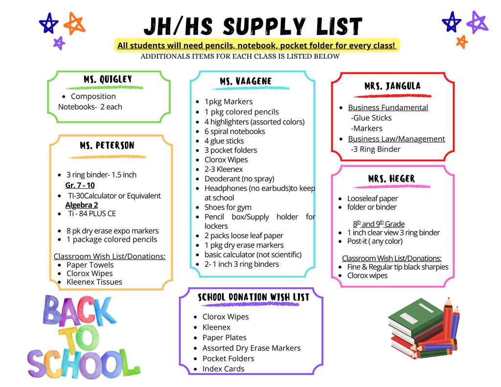 JH/HS School Supply List