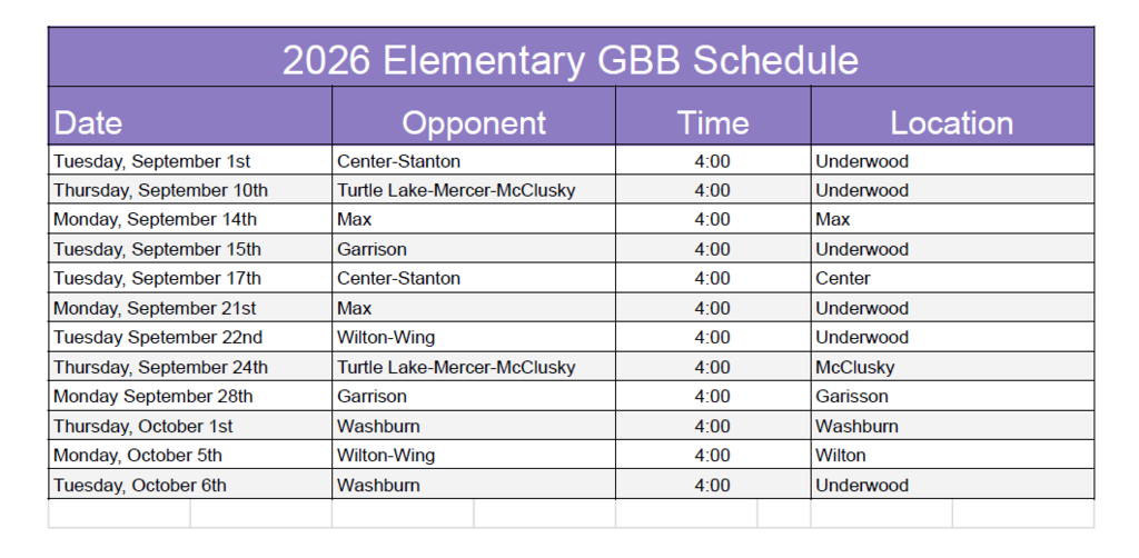 El GBB Schedule