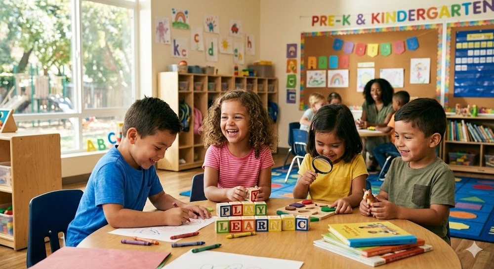 Students at a  table