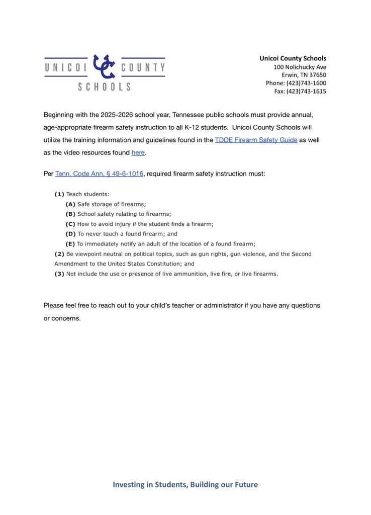 Firearm Safety instruction