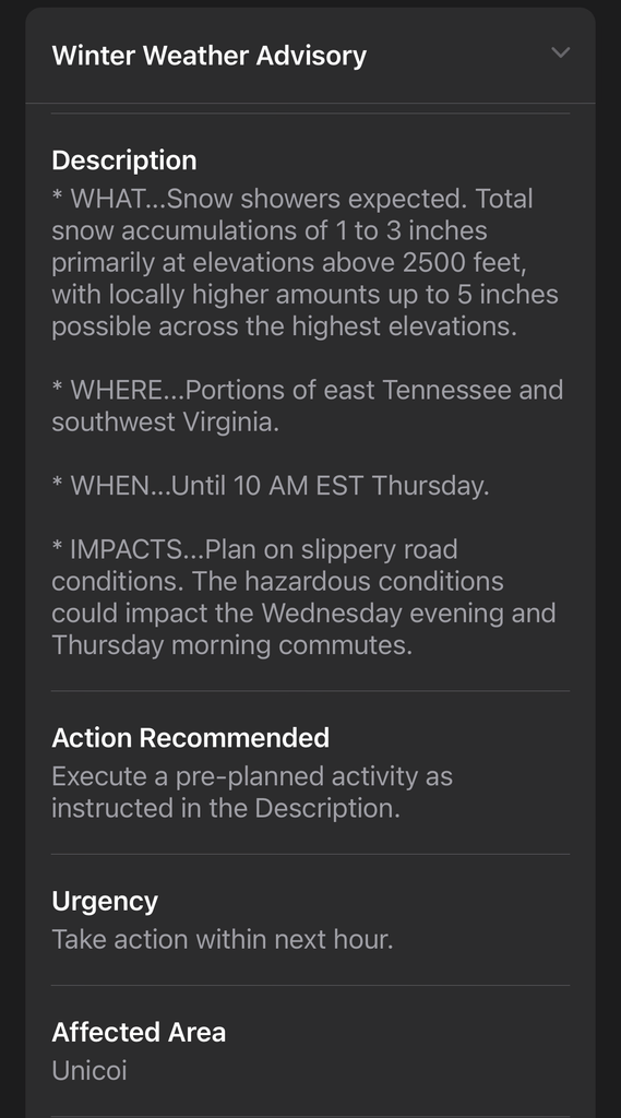 Winter Weather Advisory
