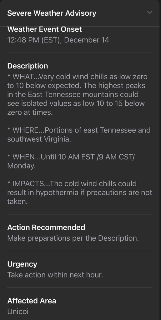 Severe Weather Advisory