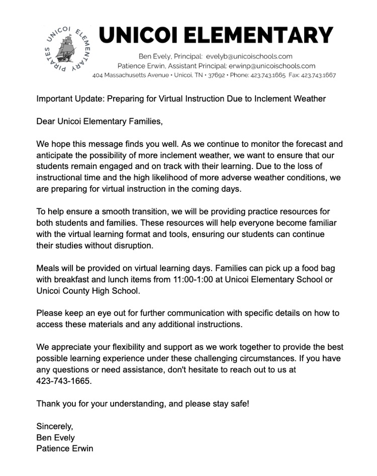 Virtual instruction letter 