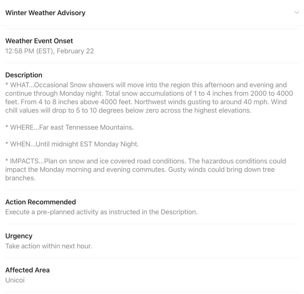 Winter Weather Advisory