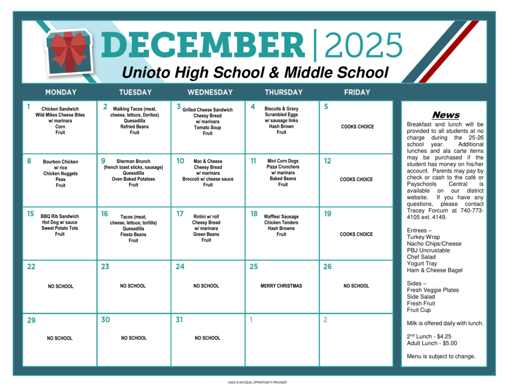 UHS menus dec25