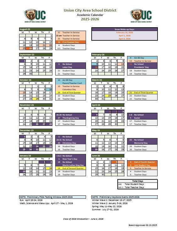 2025-2026 Academic Calendar