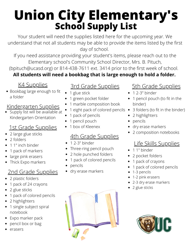 UC Elem Supply List 25-26