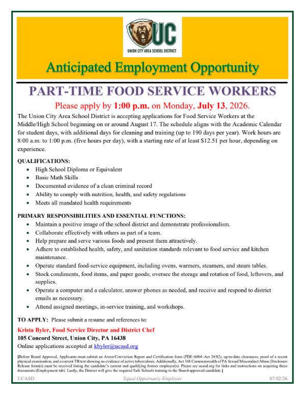 Food Service Worker Advertisement