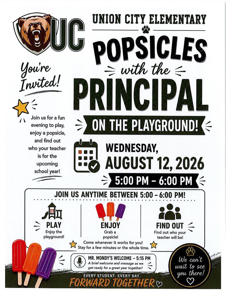 Popsicles with the Principal 8/12/26 from 5-6 pm