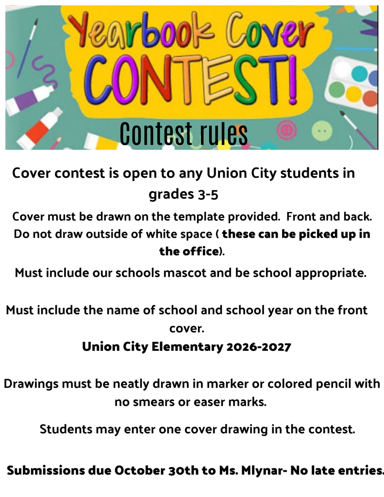 Grades 3-5 - 2026-2027 Yearbook Cover Contest Flyer