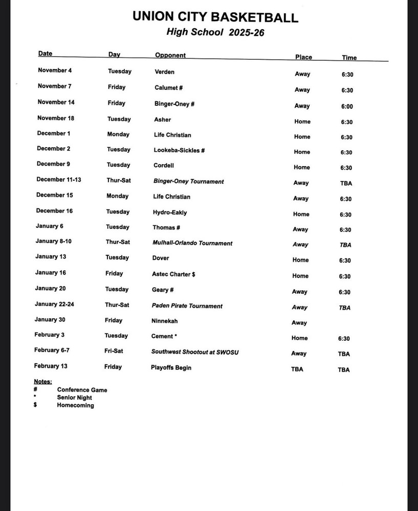 Basketball Schedules