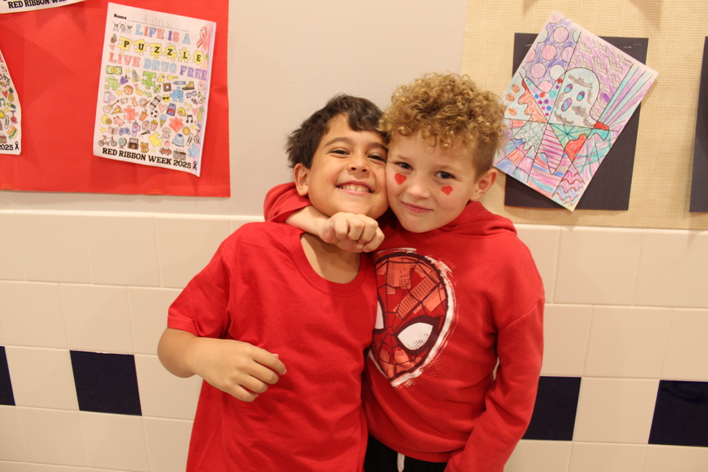 Students Wearing Red for Red Ribbon Week