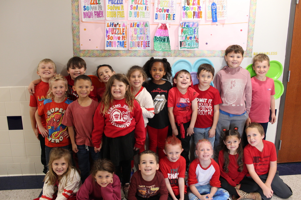 Students Wearing Red for Red Ribbon Week