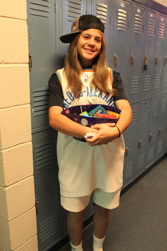 Student Dressed as Basketball for Halloween and Red Ribbon Week Costume Day