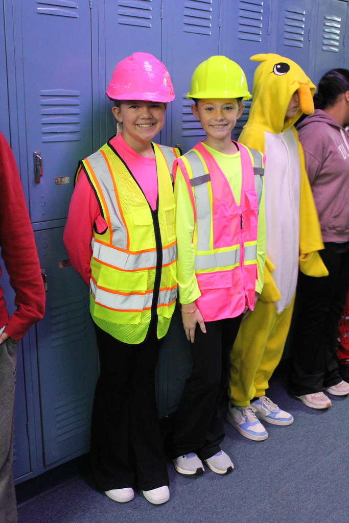 Students Dressed as Neon Construction Workers  for Halloween and Red Ribbon Week Costume Day