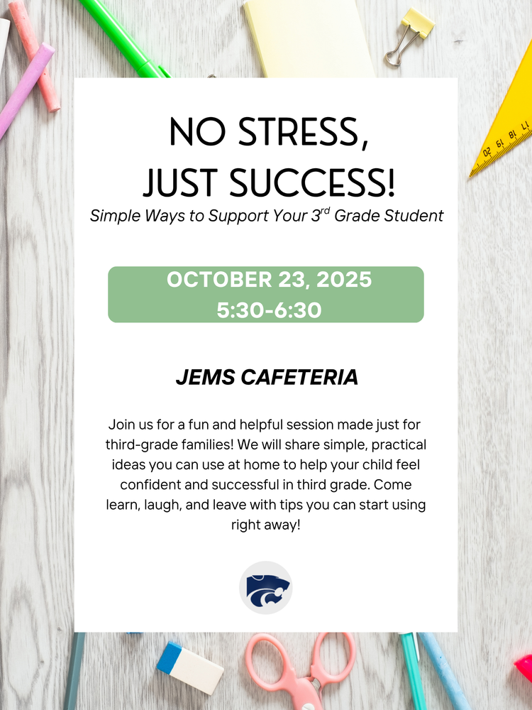 third grade parent workshop on October 23 from 5:30-6:30