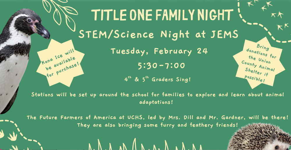title one family night - stem and science night at JEMS on feb. 24 from 5:30-7:00