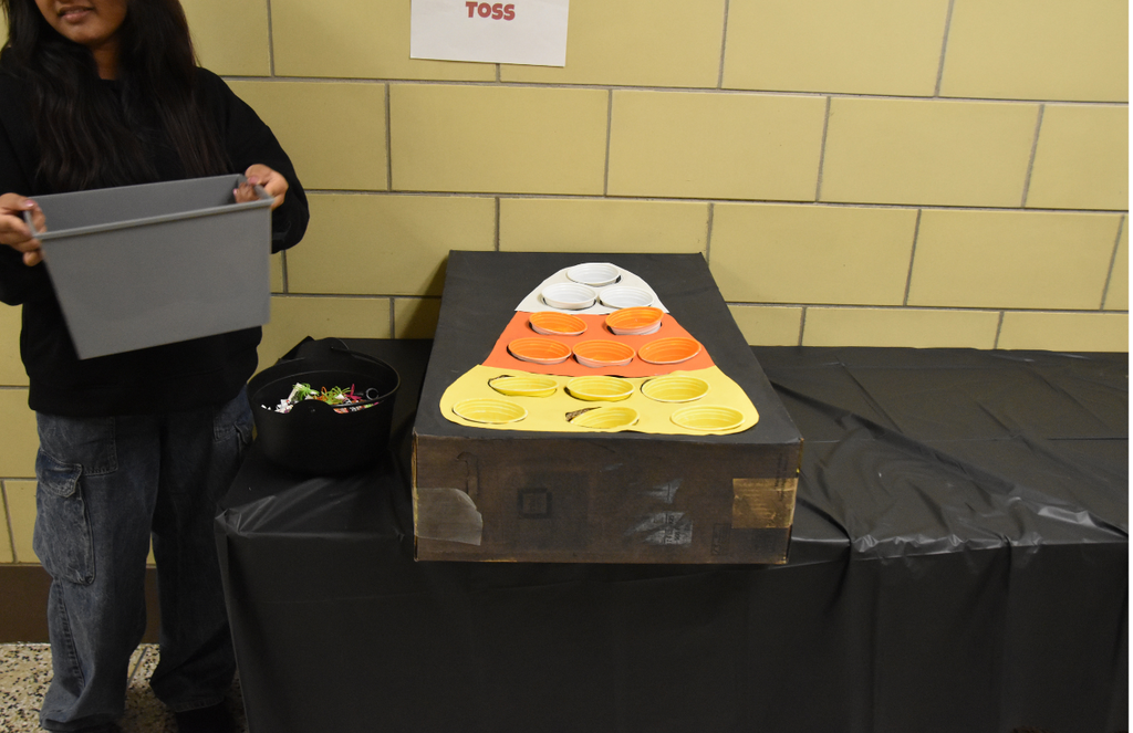 A carnival-like game set up in the hallway