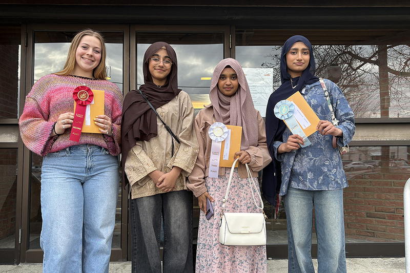 students at art show