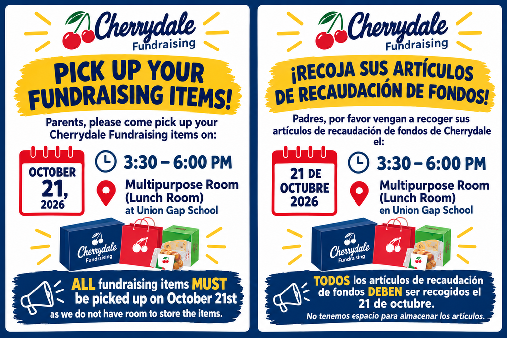 Flyer to pick up fundraising items