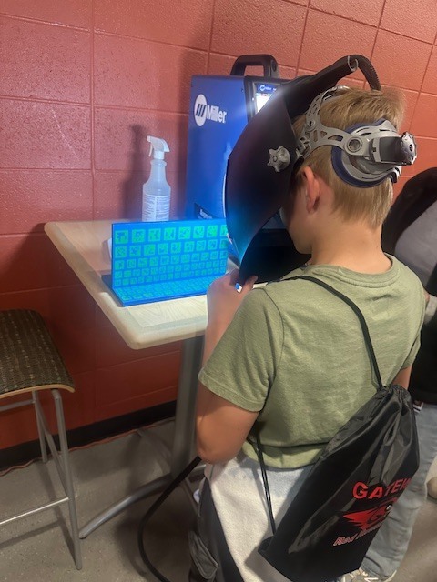 student participating in virtual welding