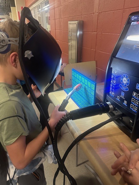 student participating in virtual welding
