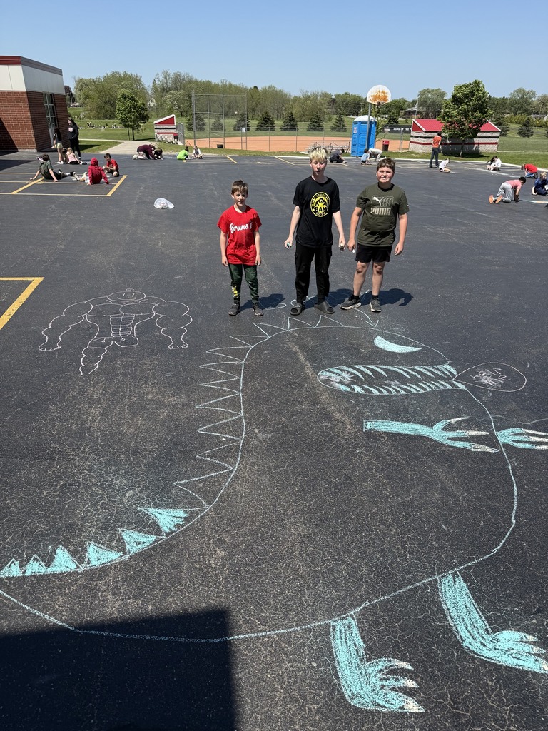 students with their chalk creations