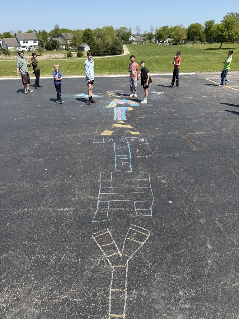 students with their chalk creations