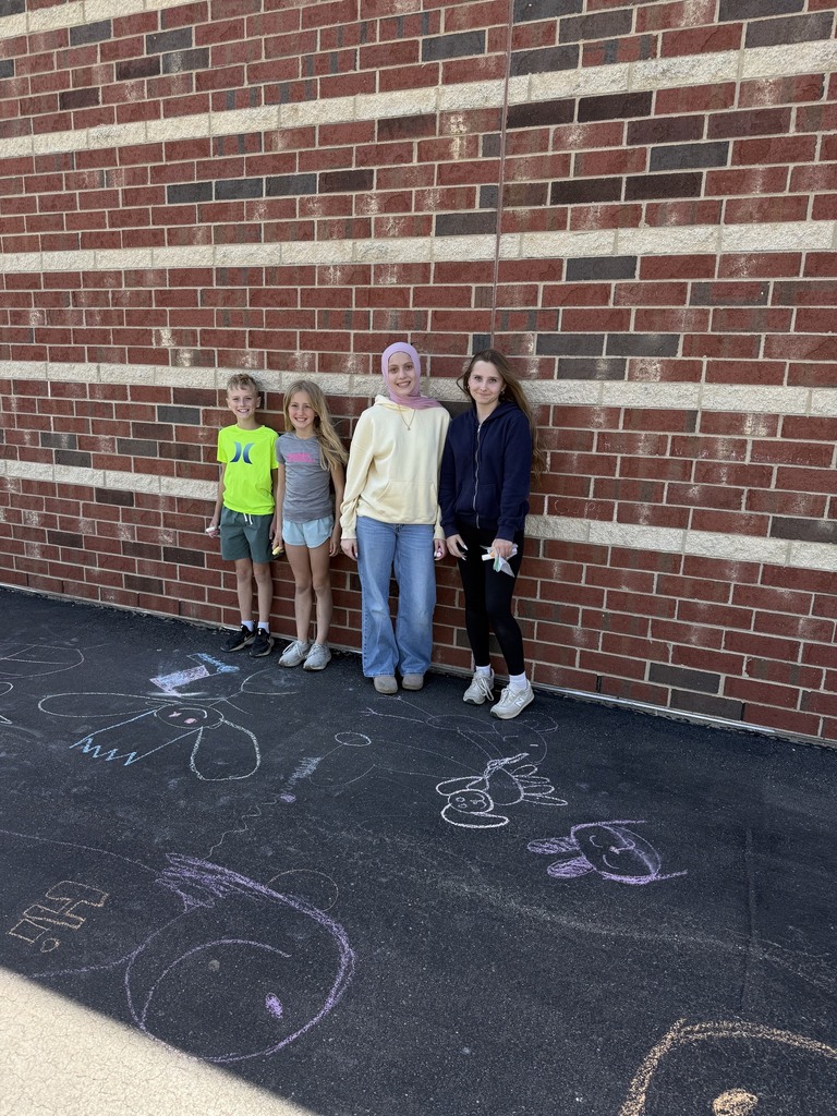 students with their chalk creations