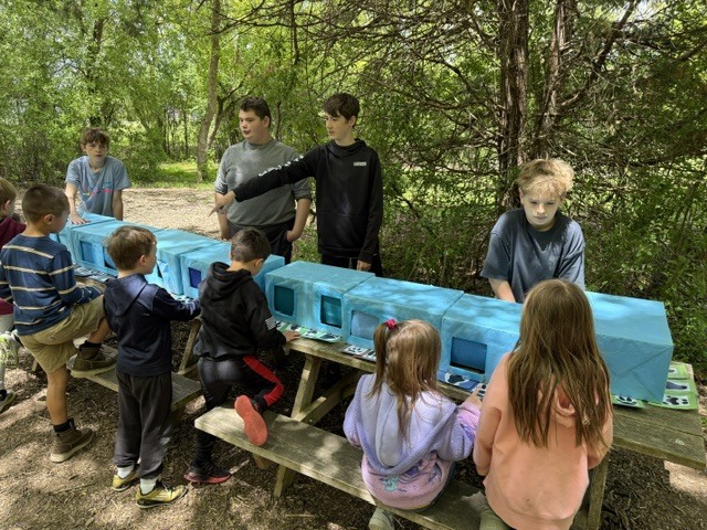 students at the outdoor trail