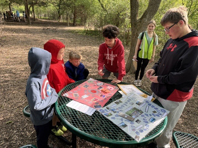 students at the outdoor trail